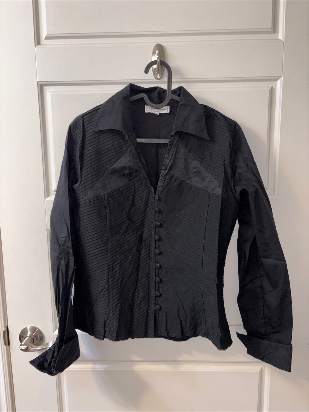 Anne Fontaine Black Textured Button-Front Shirt